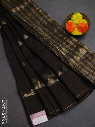 Art kota silk saree coffee brown with silver & zari woven buttas and zari woven simple border