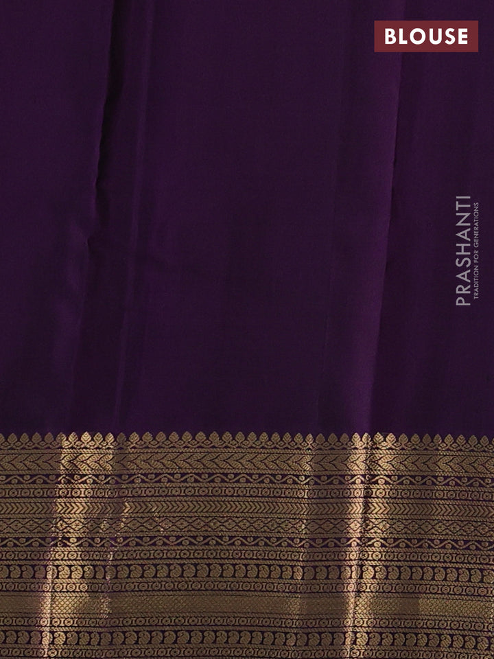 Pure soft silk saree dual shade of bluish green and purple with zari woven annam buttas and zari woven border