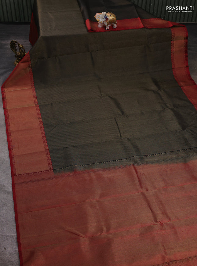 Pure soft silk saree black and maroon with allover zari woven brocade weaves and long zari woven border