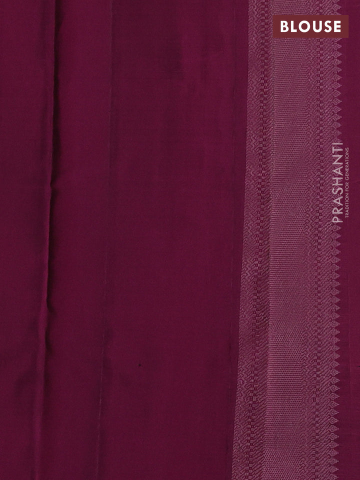 Pure soft silk saree dark magenta pink with allover silver zari checks & buttas and long silver zari woven border