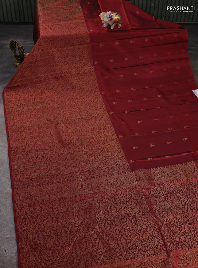 Pure soft silk saree maroon with half & half style and long zari woven border