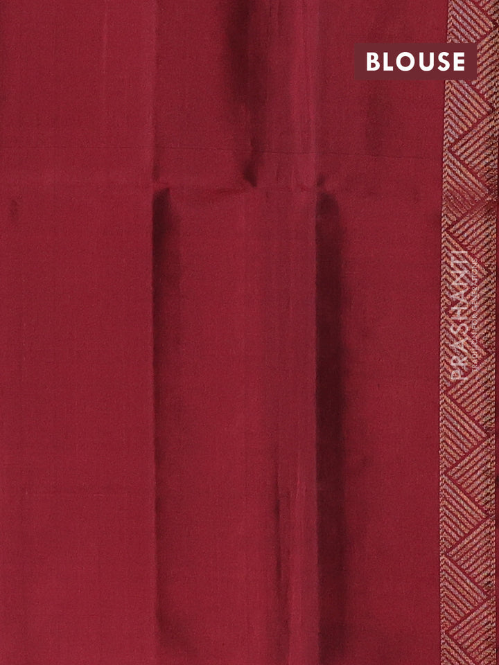 Pure soft silk saree mehendi green and maroon with allover zari woven brocade weaves in borderless style