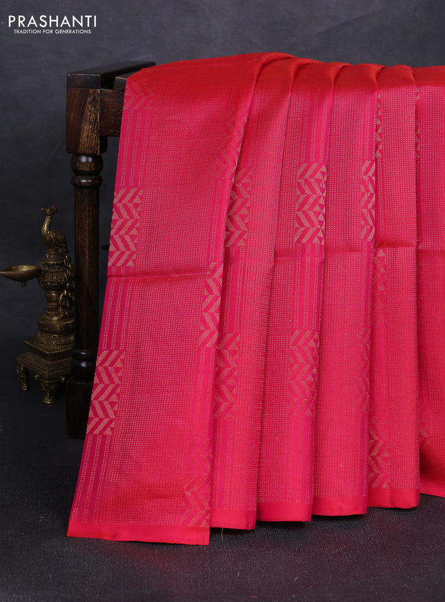 Pure soft silk saree pink and black with allover zari woven brocade weaves in borderless style