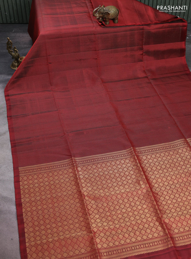 Pure soft silk saree maroon with allover zari stripe pattern in borderless style