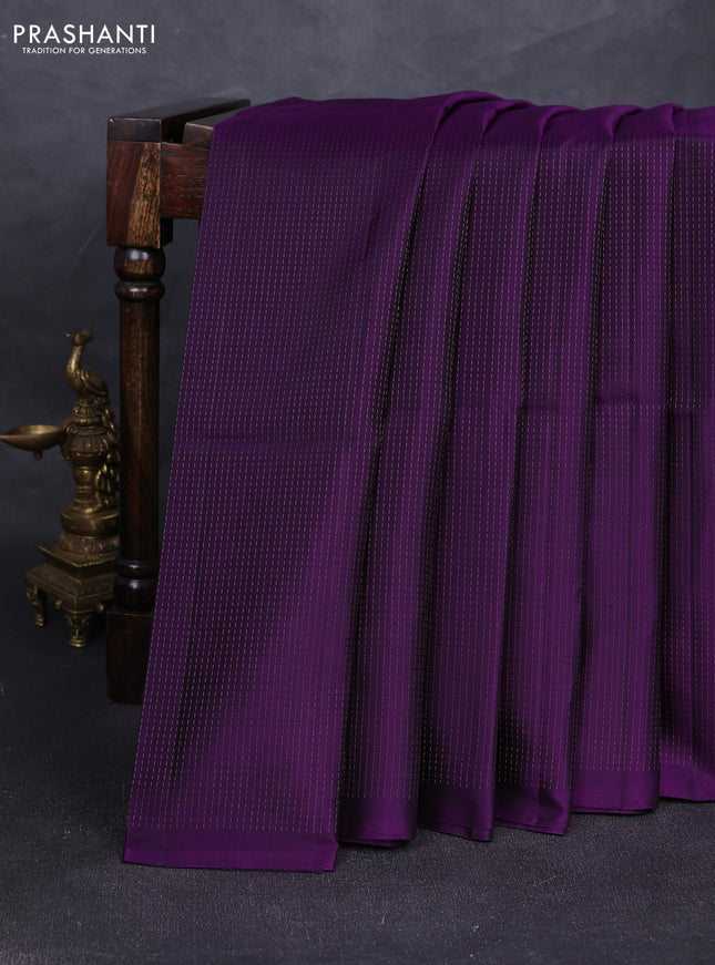 Pure soft silk saree purple with allover zari stripe pattern in borderless style