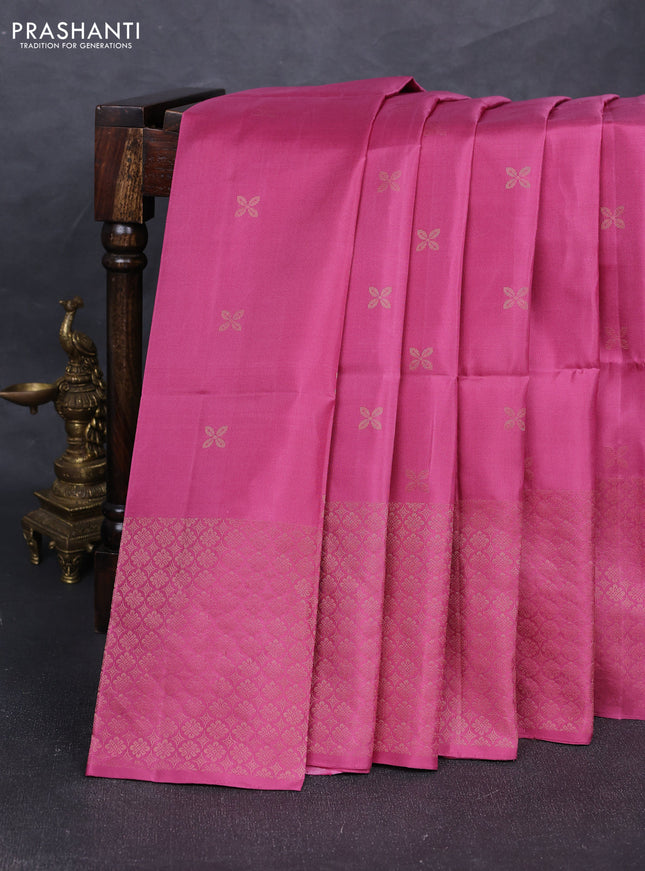 Pure soft silk saree mauve pink with zari woven buttas and zari woven border