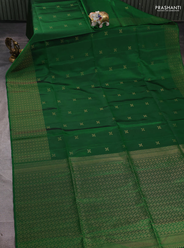 Pure soft silk saree green with zari woven buttas and zari woven border