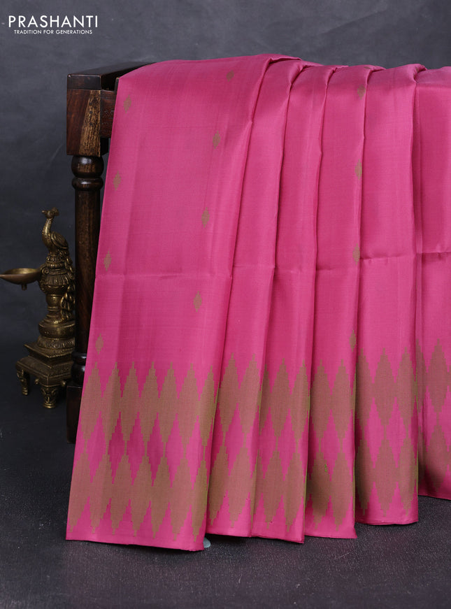 Pure soft silk saree mauve pink with allover thread woven buttas and thread woven border