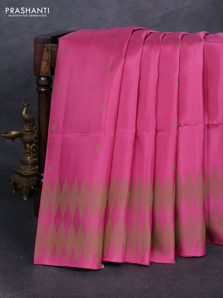 Pure soft silk saree mauve pink with allover thread woven buttas and thread woven border