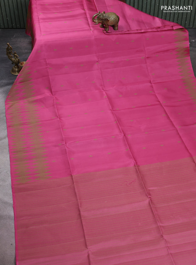 Pure soft silk saree mauve pink with allover thread woven buttas and thread woven border