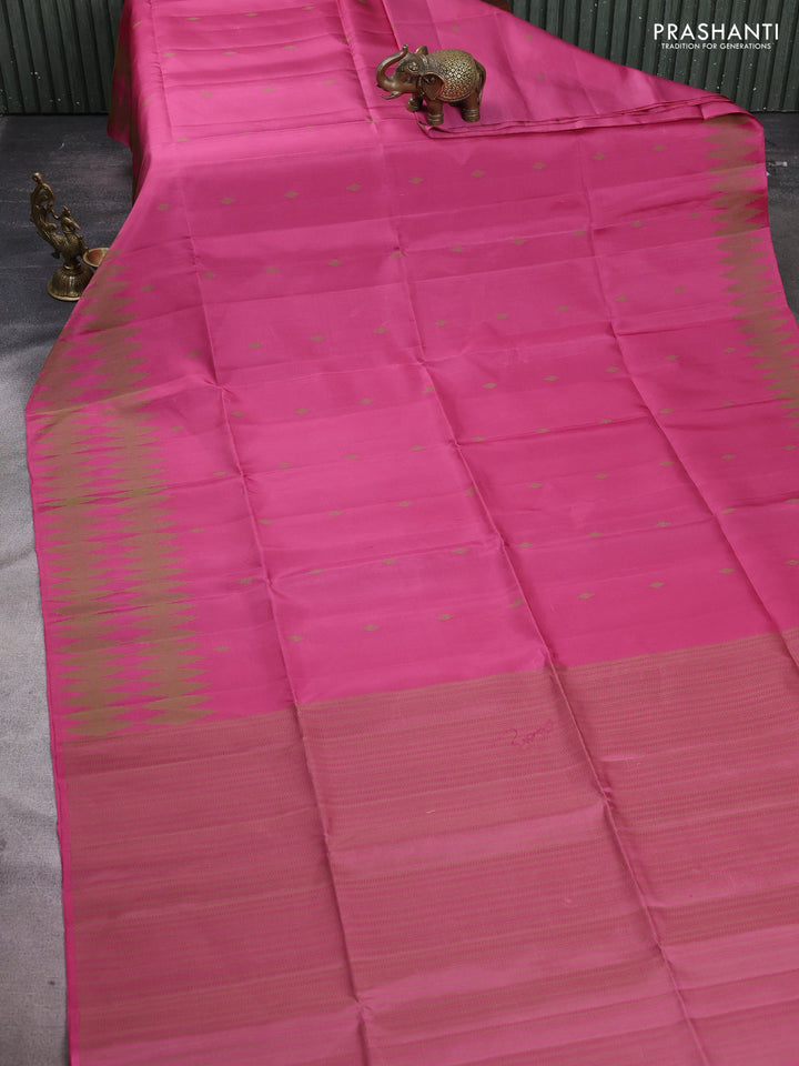 Pure soft silk saree mauve pink with allover thread woven buttas and thread woven border