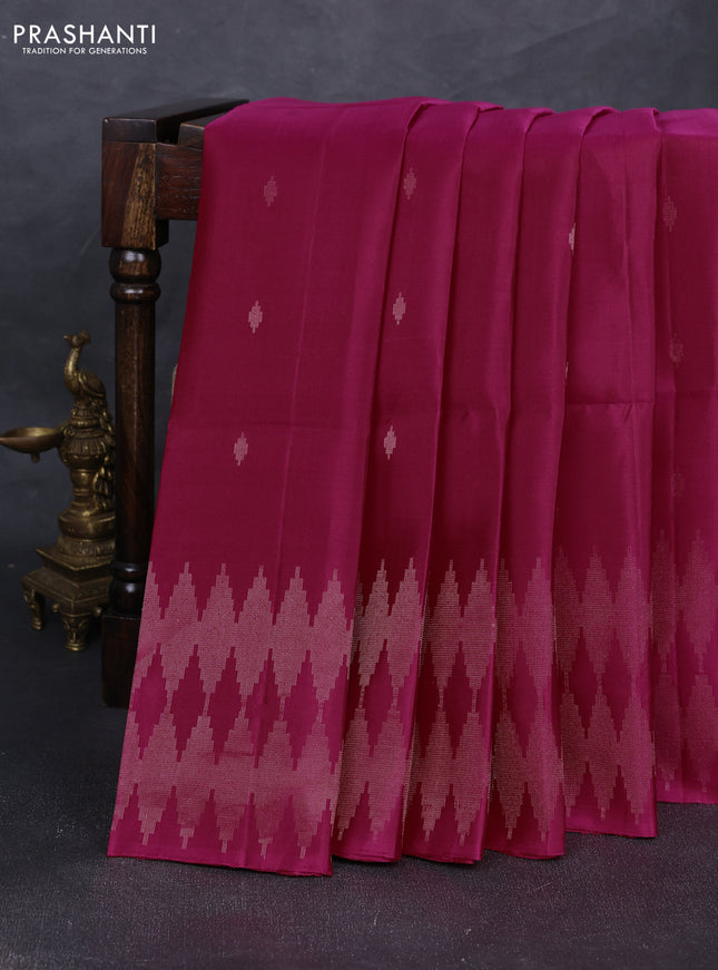 Pure soft silk saree pink with allover silver zari woven buttas and silver zari woven border