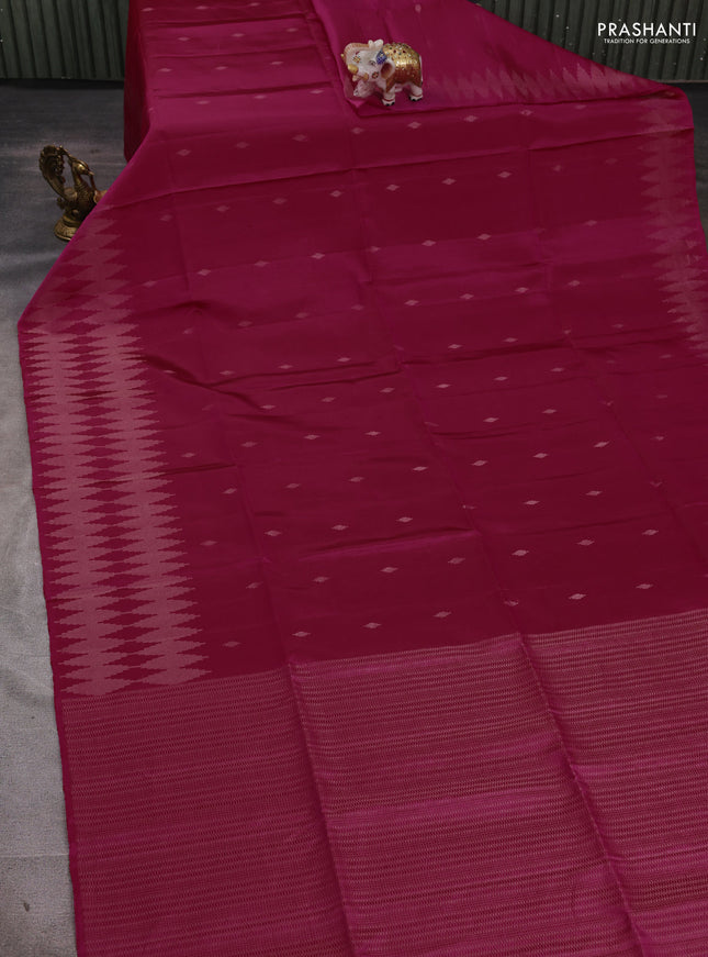 Pure soft silk saree pink with allover silver zari woven buttas and silver zari woven border
