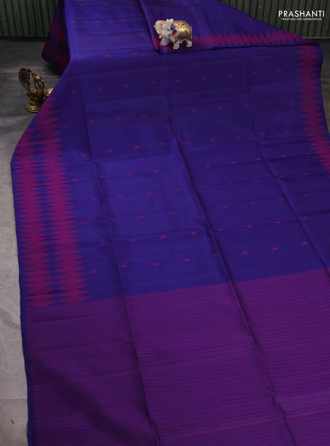 Pure soft silk saree blue with thread woven buttas and thread woven border