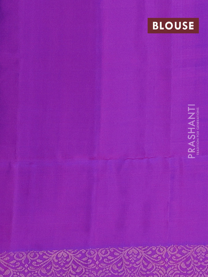Pure soft silk saree dual shade of greenish blue and purple with plain body and zari woven border