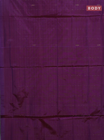 Banana pith saree purple and pastel blue with thread woven buttas in borderless style