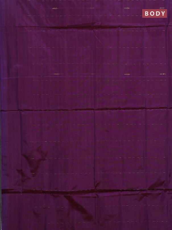 Banana pith saree purple and pastel blue with thread woven buttas in borderless style