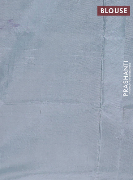 Banana pith saree purple and pastel blue with thread woven buttas in borderless style