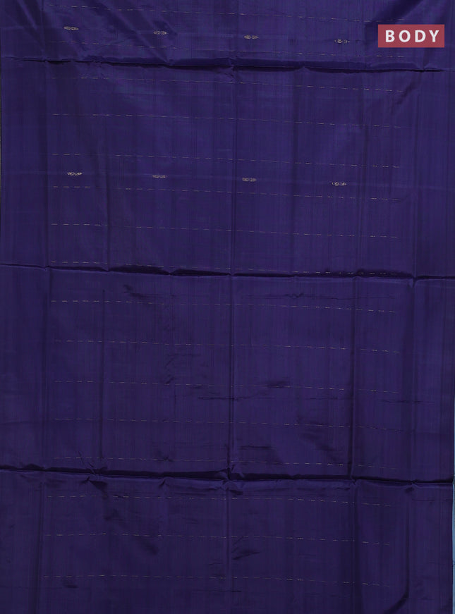Banana pith saree navy blue and light blue with thread woven buttas in borderless style