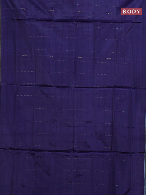 Banana pith saree navy blue and light blue with thread woven buttas in borderless style