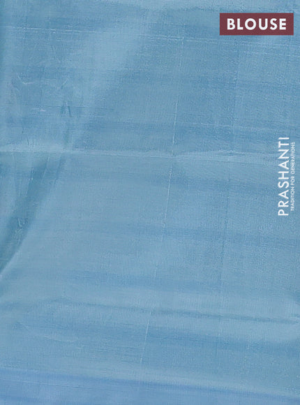 Banana pith saree navy blue and light blue with thread woven buttas in borderless style