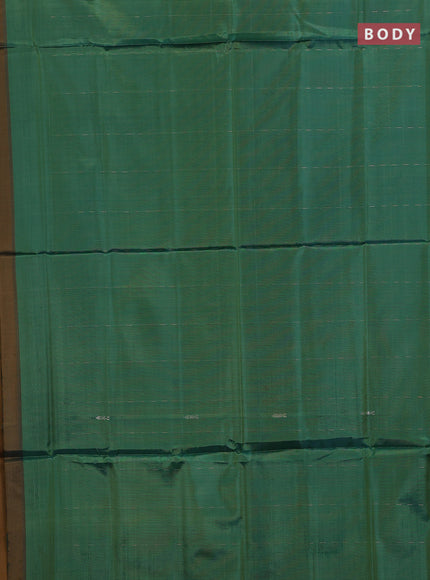 Banana pith saree green and dark mustard with thread woven buttas in borderless style