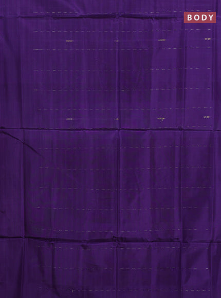 Banana pith saree violet and pastel blue with thread woven buttas in borderless style