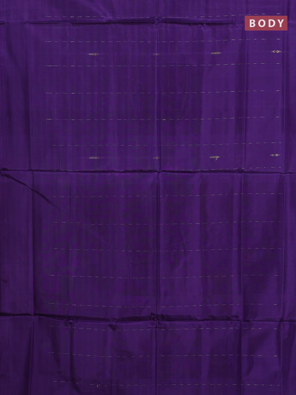 Banana pith saree violet and pastel blue with thread woven buttas in borderless style