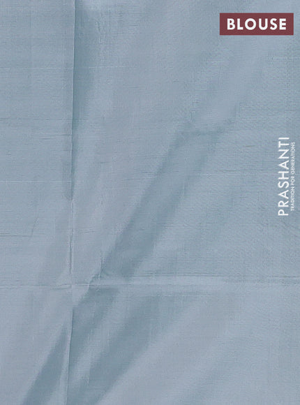 Banana pith saree violet and pastel blue with thread woven buttas in borderless style