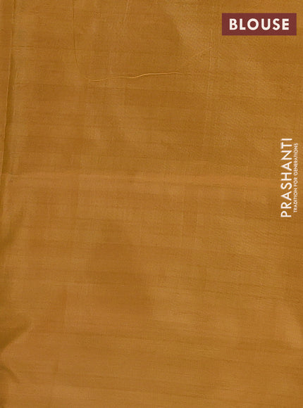 Banana pith saree teal green and mustard yellow with thread woven buttas in borderless style
