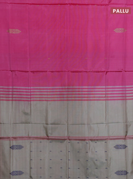 Banana pith saree light pink and mild pista green with thread woven buttas in borderless style