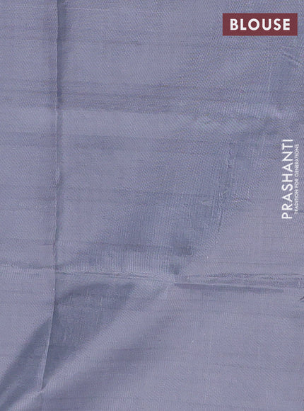 Banana pith saree violet and grey with thread woven buttas in borderless style
