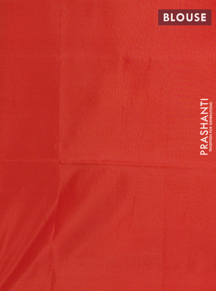 Banana pith saree green and orange with thread woven buttas and contrast border
