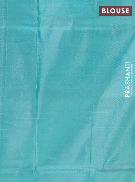Banana pith saree dual shade of purple and teal blue with thread woven buttas in borderless style