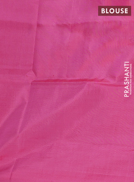 Banana pith saree dual shade of bluish green and pink with thread woven buttas in borderless style