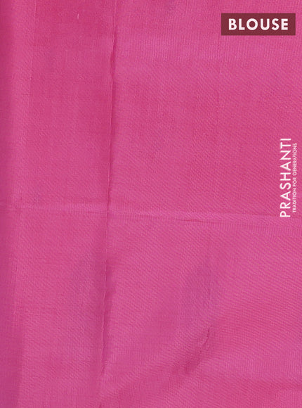Banana pith saree dual shade of peacock green and light pink with thread woven buttas and contrast border