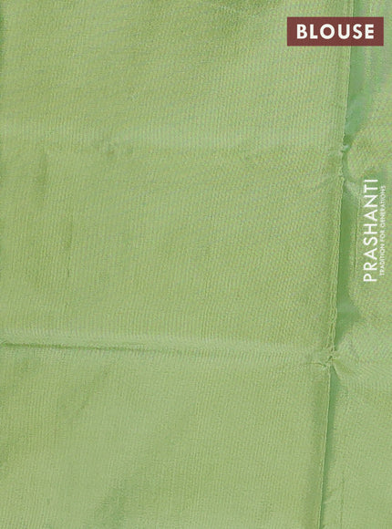 Banana pith saree peacock green and light green with thread woven buttas and contrast border