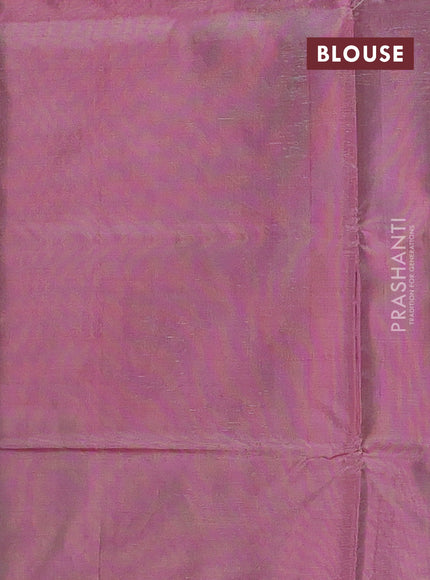 Banana pith saree cs blue and pastel pink with thread woven buttas and contrast border