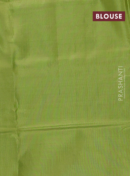Banana pith saree peacock blue and light green with thread woven buttas and contrast border