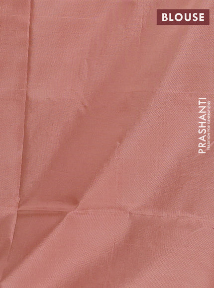 Banana pith saree sandal and peach shade with thread woven buttas and contrast border