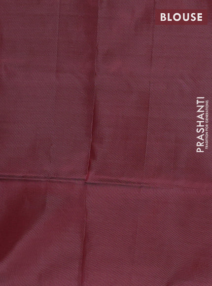 Banana pith saree light blue and maroon with thread woven buttas in borderless style