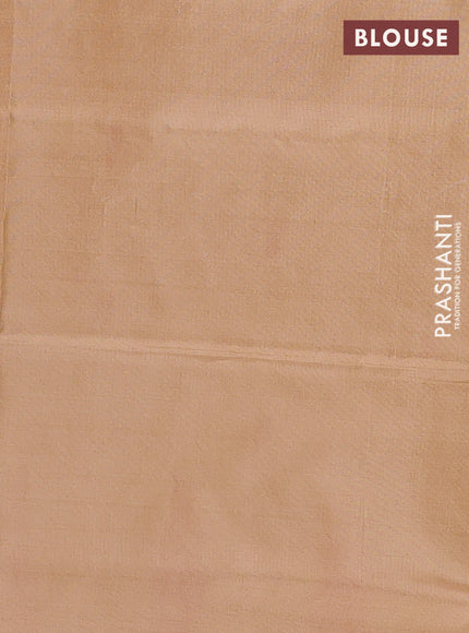 Banana pith saree red and sandal with thread woven buttas in borderless style