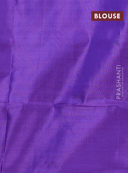 Banana pith saree lime yellow and violet with thread woven buttas in borderless style