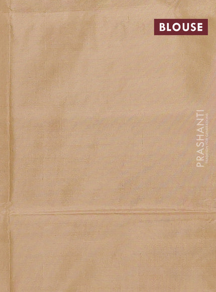 Banana pith saree maroon and sandal with thread woven buttas in borderless style