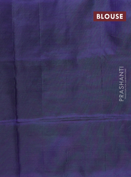 Banana pith saree light blue and blue with thread woven buttas in borderless style