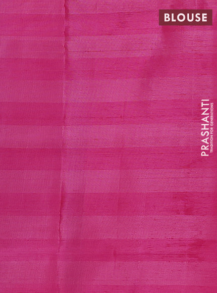 Banana pith saree black and pink with allover checked pattern in borderless style