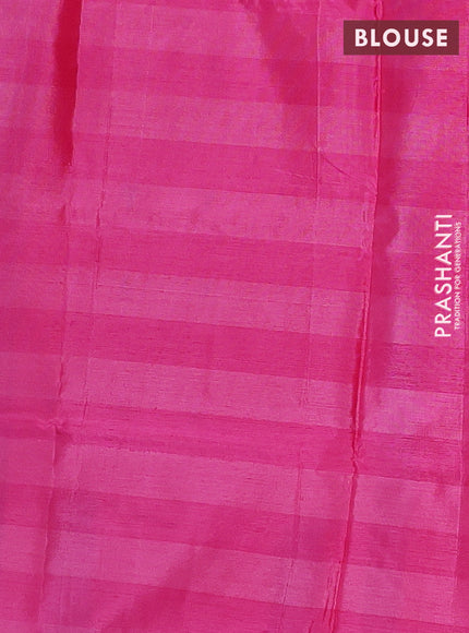 Banana pith saree black and pink with allover checked pattern in borderless style