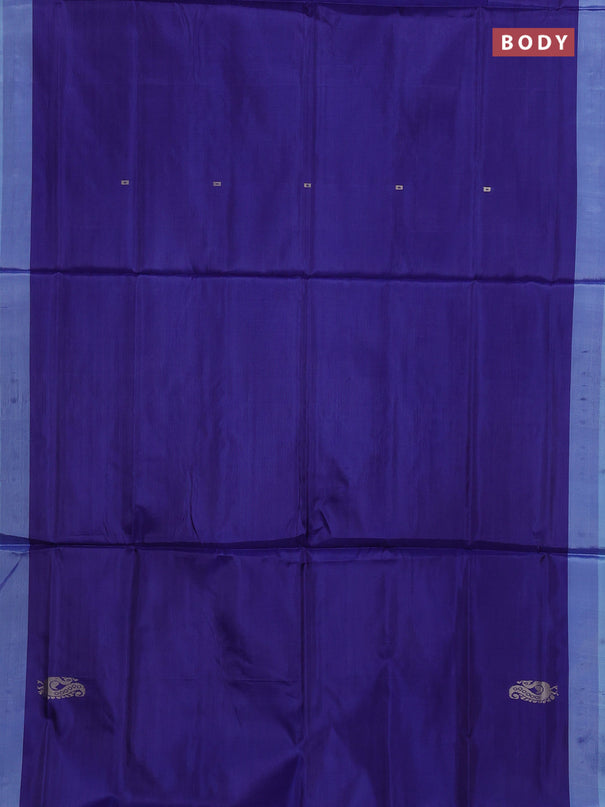 Banana pith saree pastel blue and light blue with thread woven buttas in borderless style
