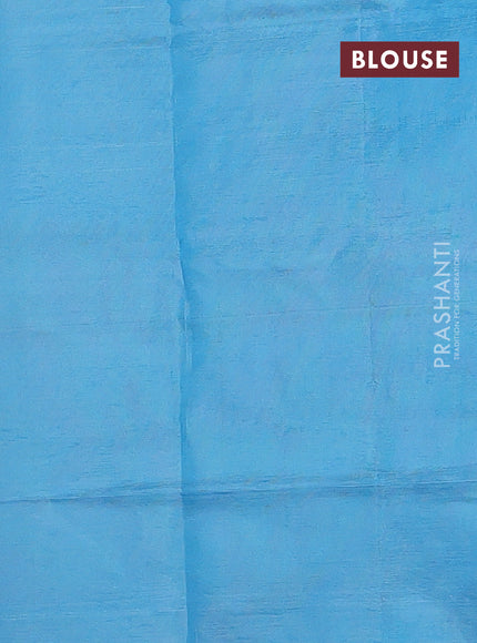 Banana pith saree pastel blue and light blue with thread woven buttas in borderless style