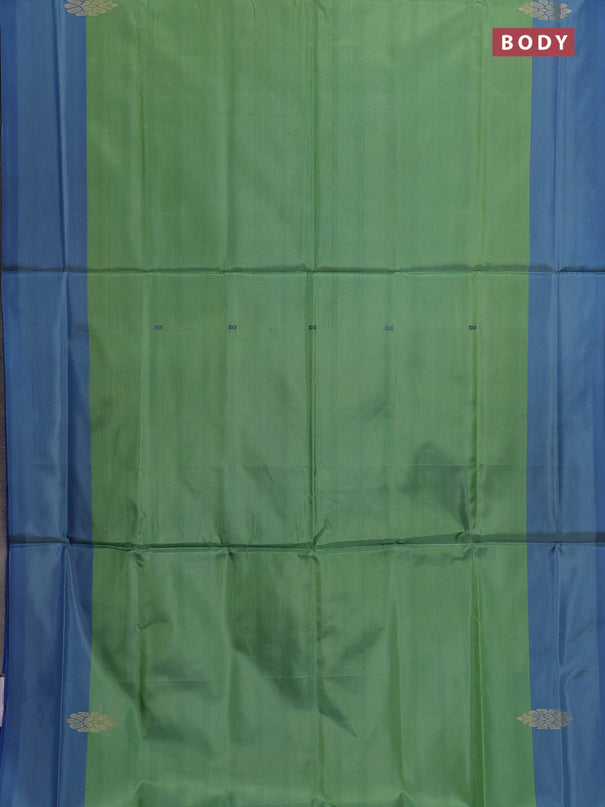Banana pith saree pastel blue and cs blue with thread woven buttas in borderless style